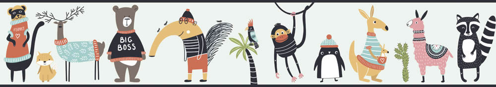 Tiermotive Grau und bunt Borte Kids Walls Marburg 45876
