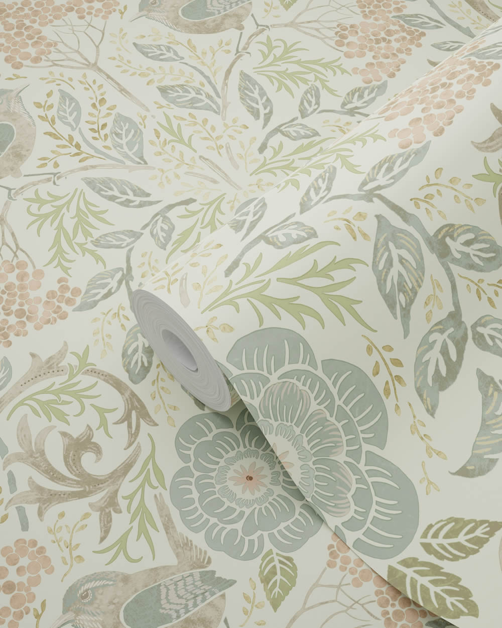 Tapete Jugendstil Blumen Blüten Vögel beige Vlies 139323