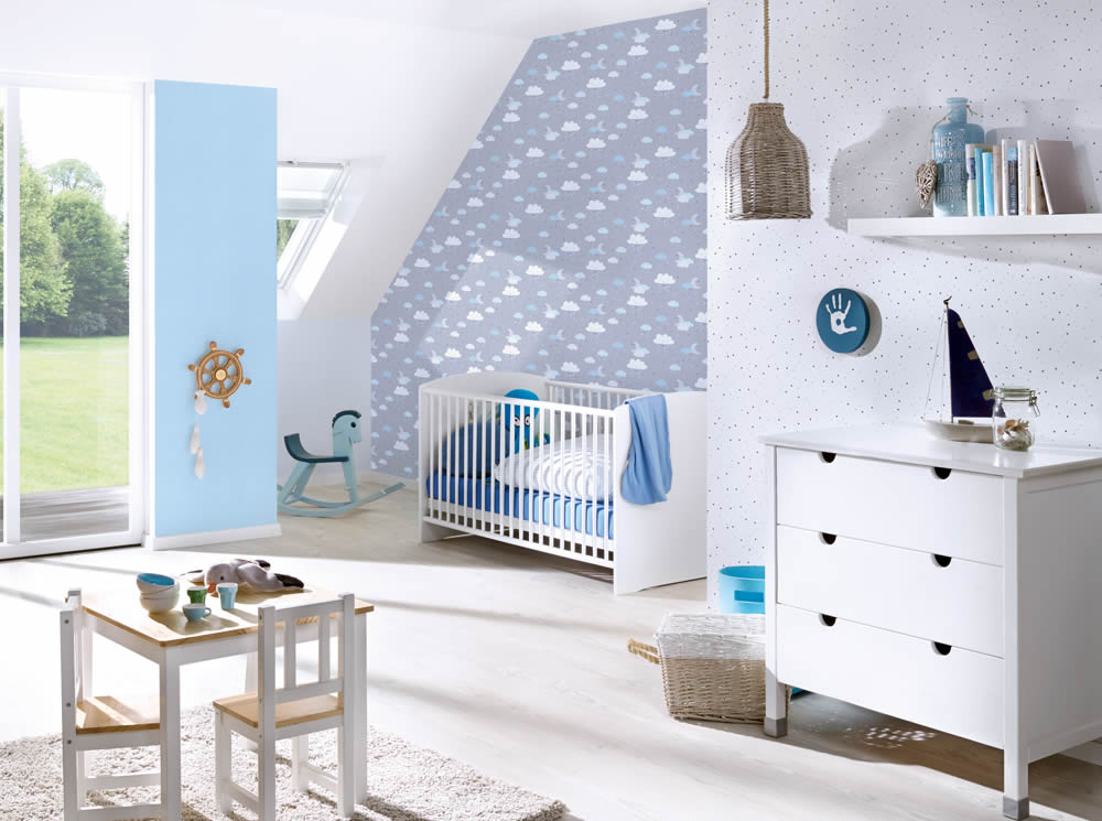 sweet dreams blue gray non-woven wallpaper Little Love AS Creation 381252-8-381252.1M