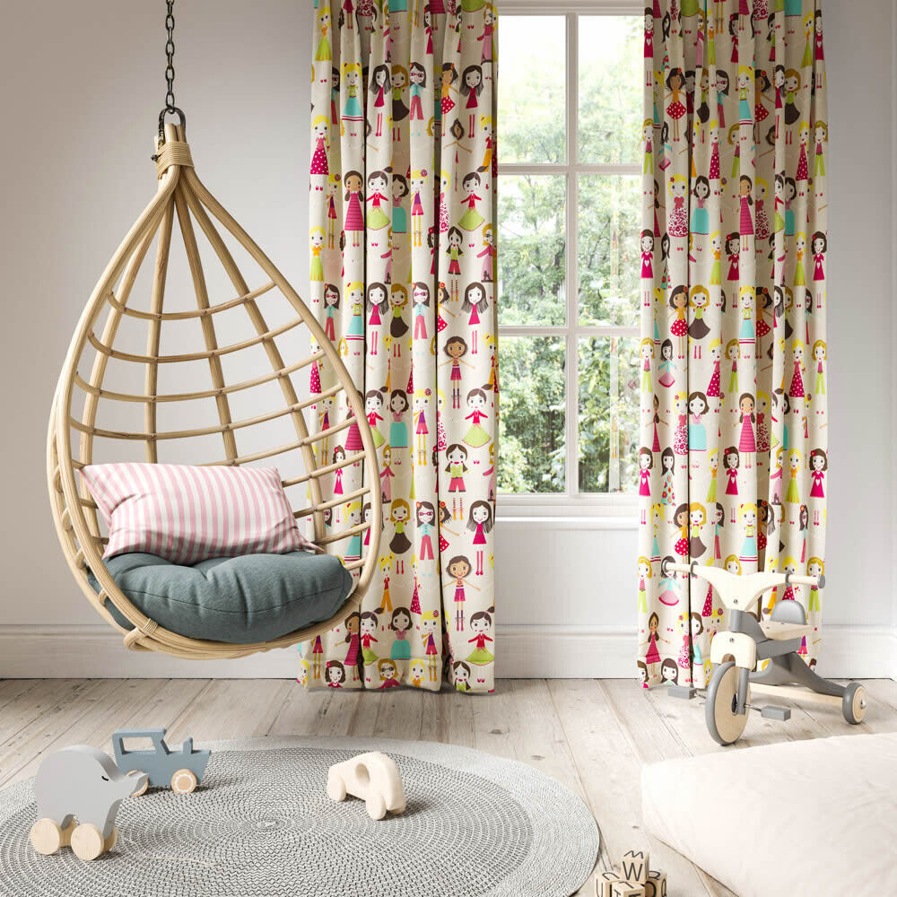 Stoff Puppen Kinder Mädchen bunte Kleider beige  HLTF120961-60-HLTF120961