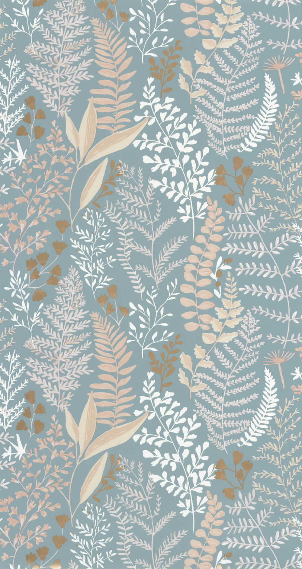 Leaf motifs Great motif wallpapers wallpaper blue Caselio - La Foret Texdecor FRT102926100-36-FRT102926100.1M