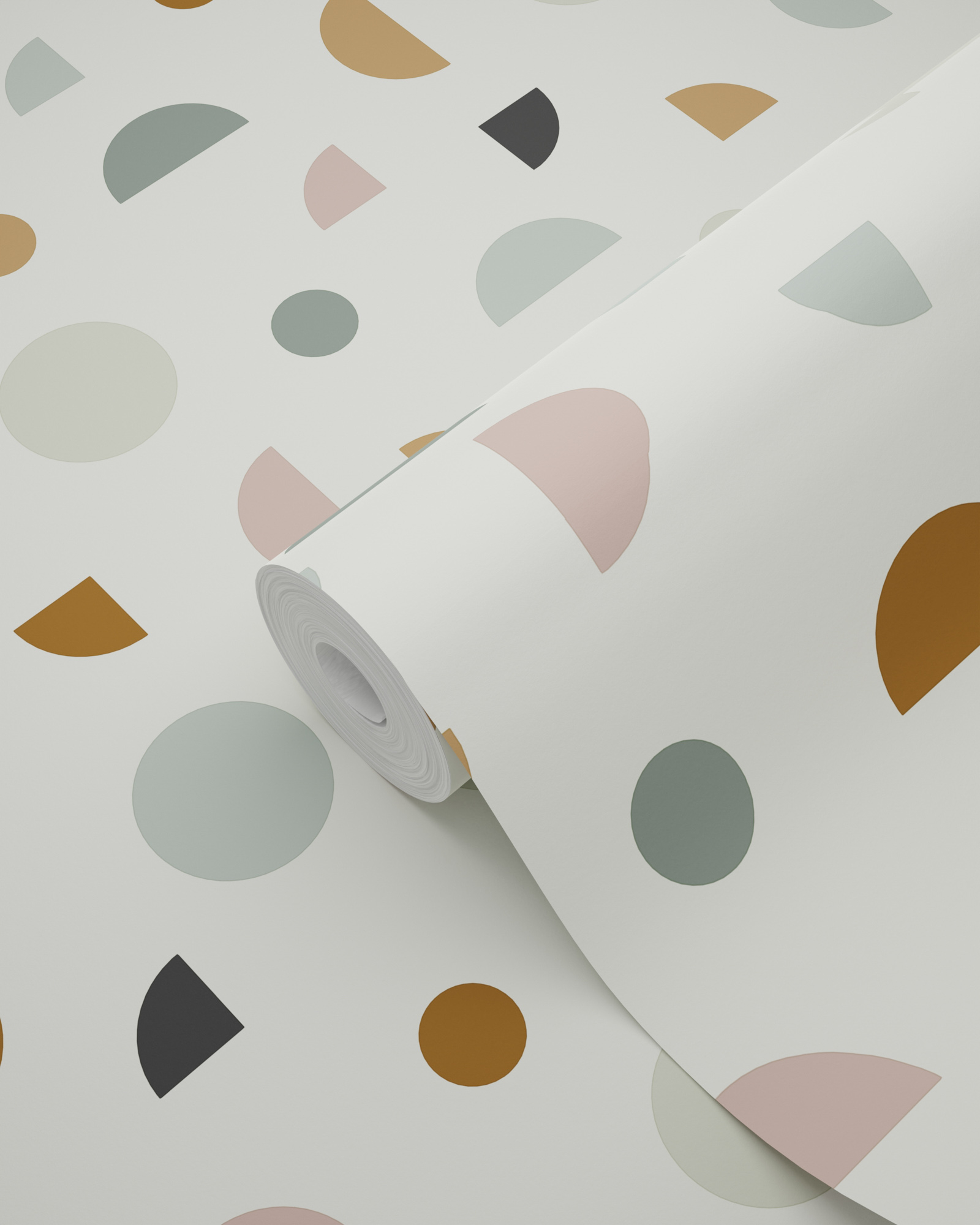Grafiktapete bunte Formen Kreise Halbkreise Vlies beige 139277