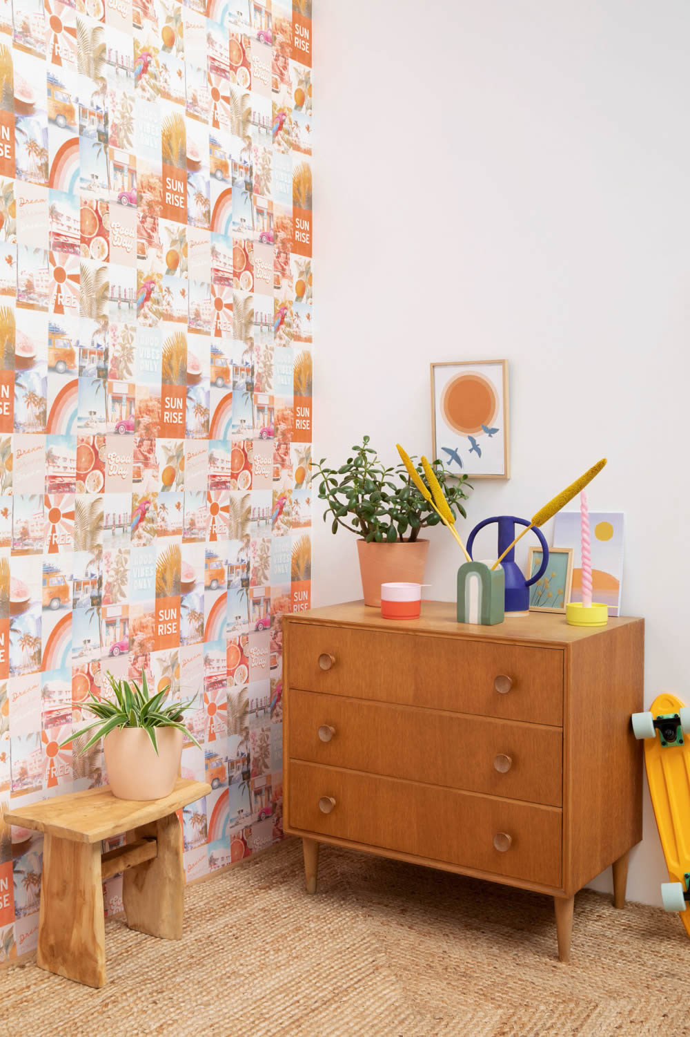 Multicolored beach wallpaper Caselio - Young and free Texdecor YNF103354563-36-YNF103354563.1M