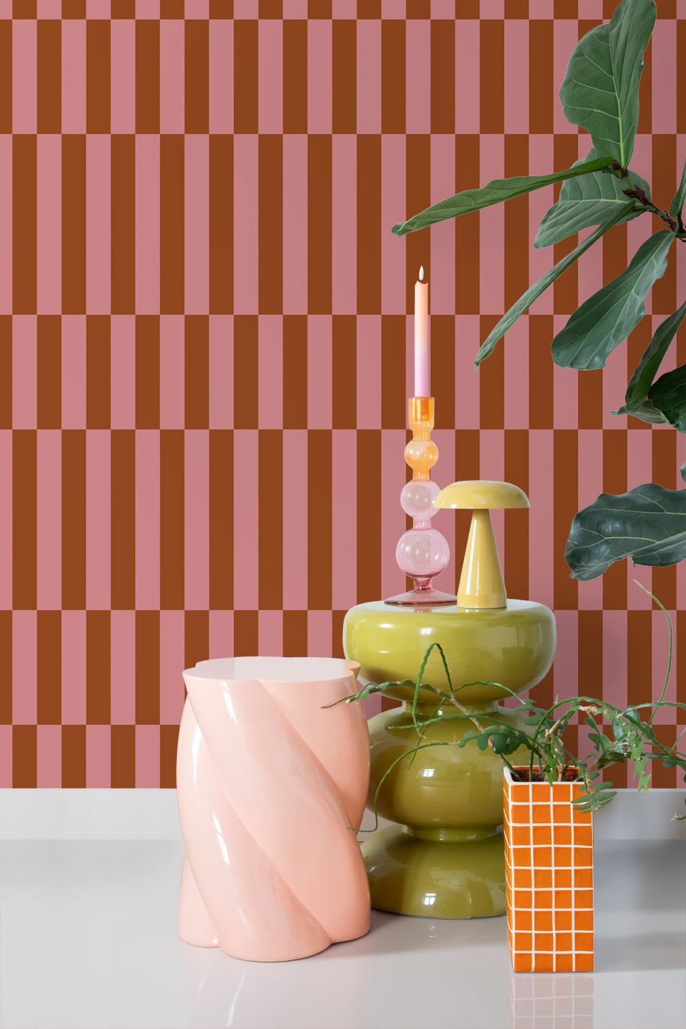Tapete Streifen Tapete terracotta rosa modern Vlies 131427