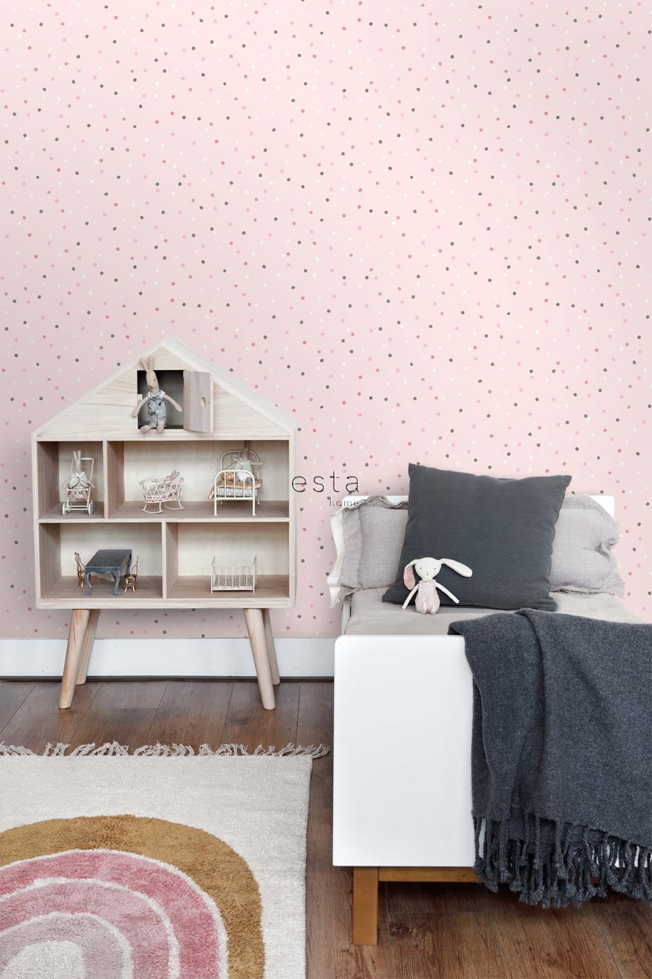 gepunktete Vliestapete Punkte rosa 139051