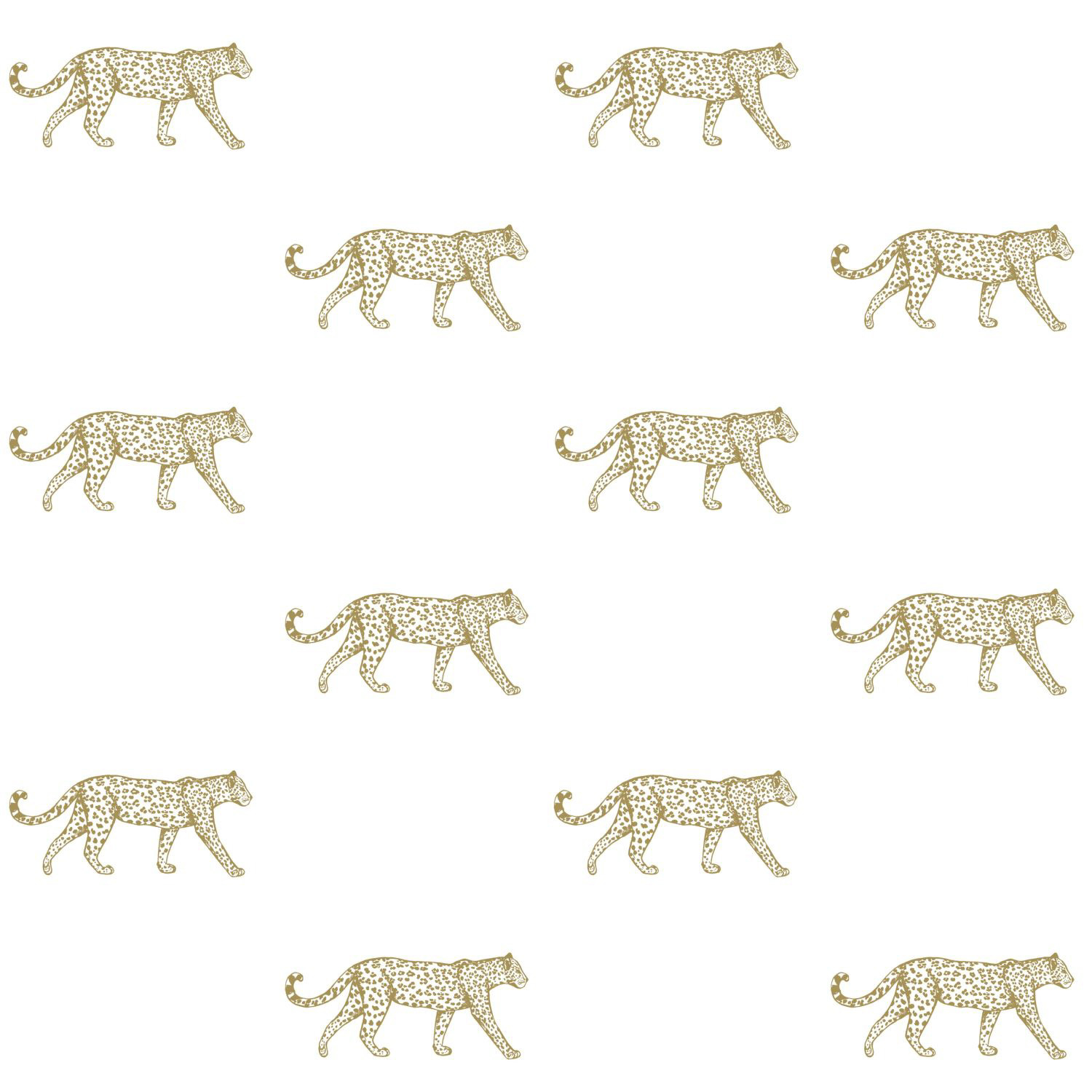 Tapete goldene Leoparden Tiere weiß Vlies 347685