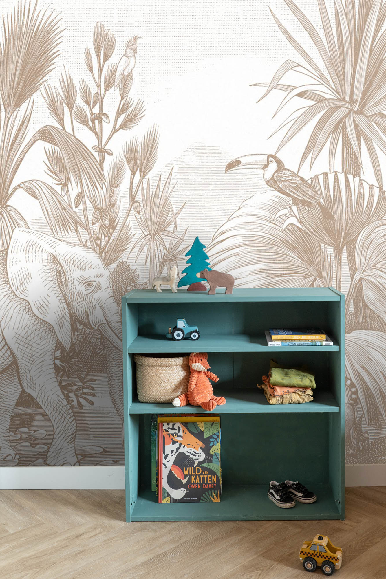 Dschungeltiere Wandbild Elefanten beige 300 x 279 cm 159062