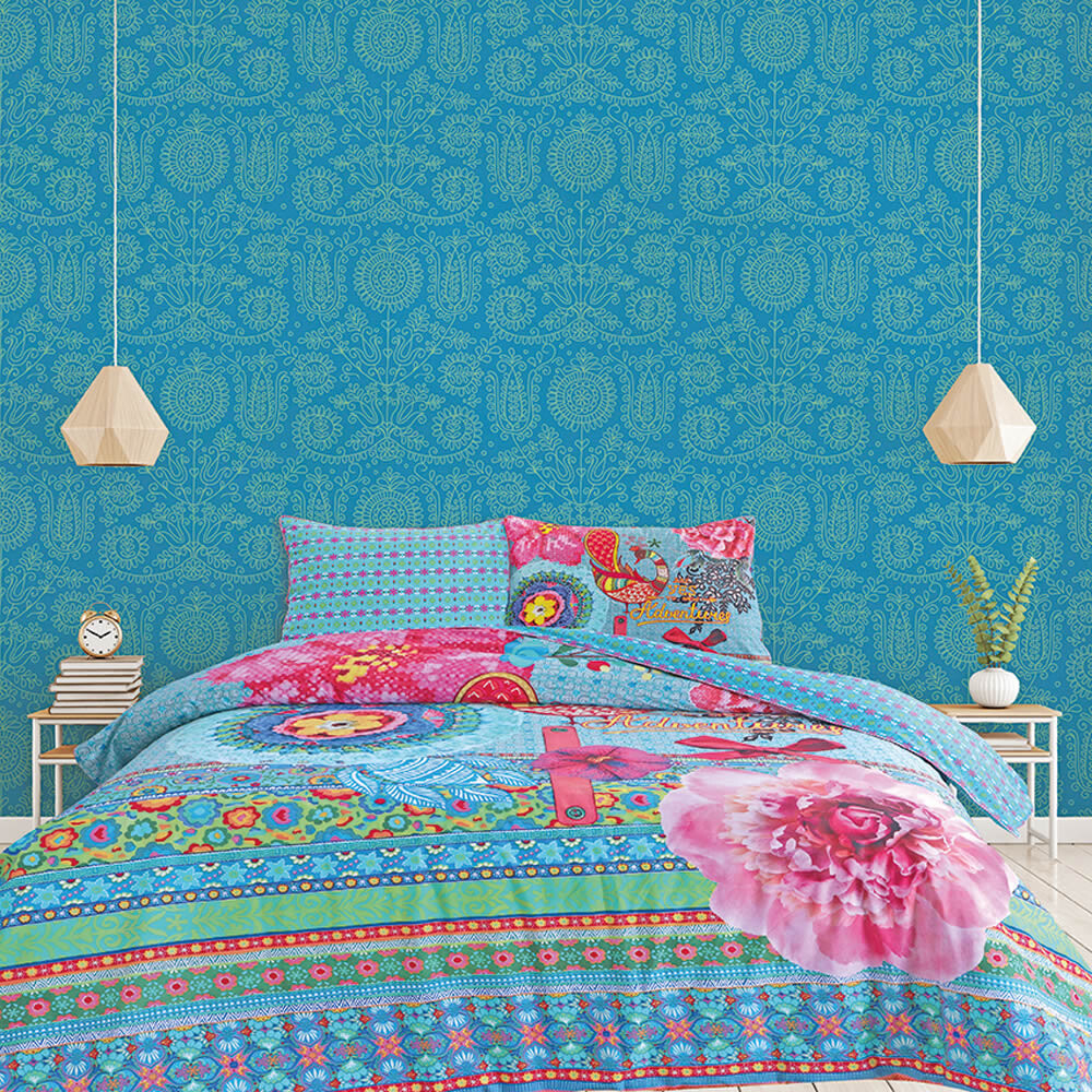 Wandbild Blumen Blau Feine Verzierungen-65-TD4063