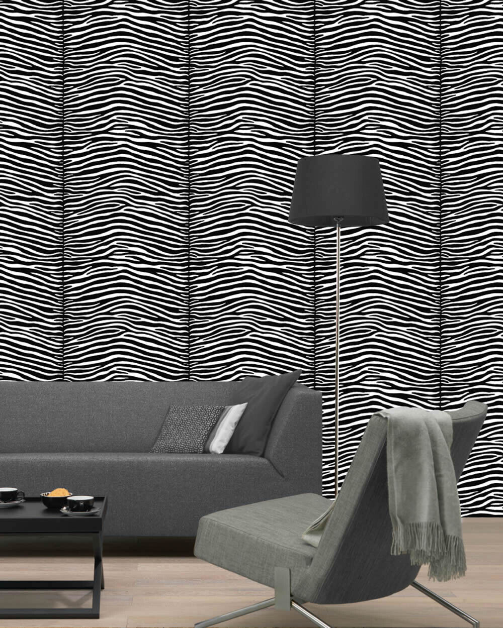 Vliestapete Zebra Schwarz Weiß-56-136807