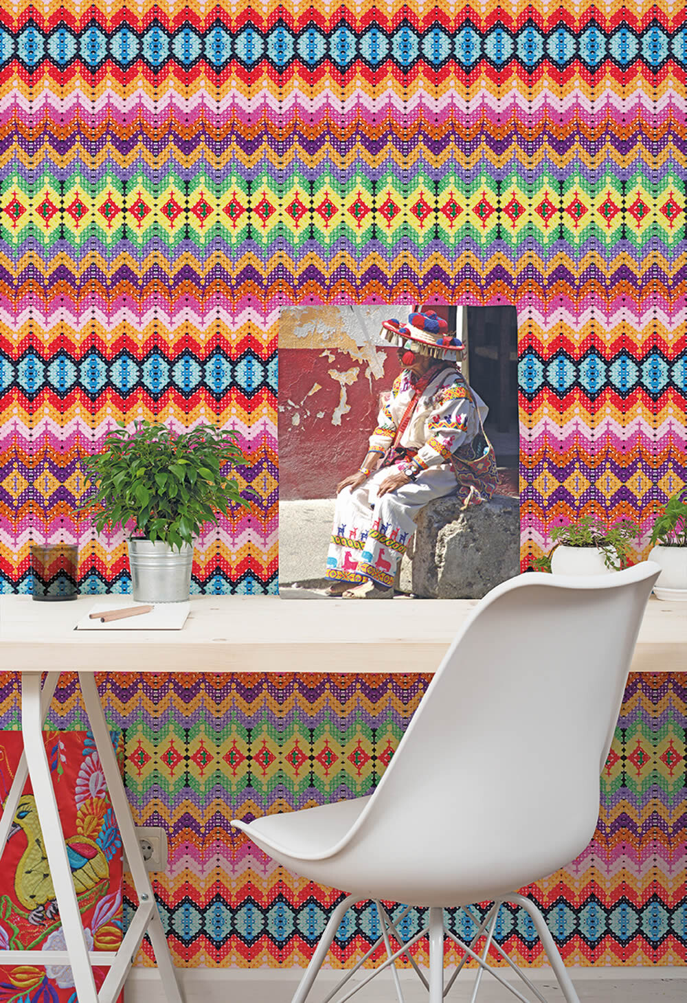 Wandbild Bunt Zickzack Häkeloptik-65-TD4004