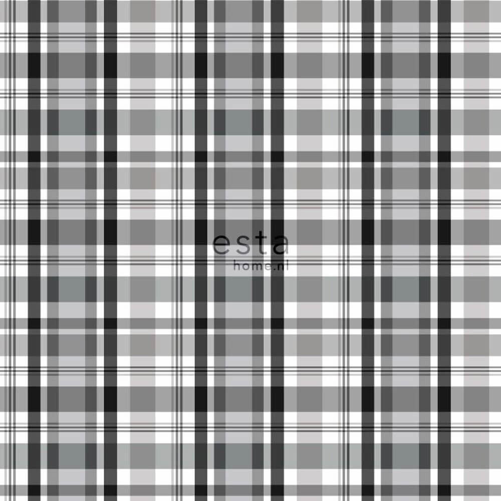 plaid non-woven wallpaper grey children's room