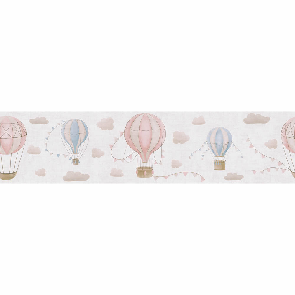 Bordüre Vlies Borde Heißluftballons Wimpel beige blau rosa 771351-8-771351