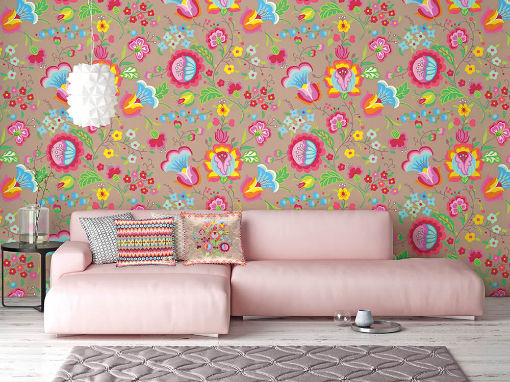 Wandbild Sand-Grau Blumenranken-65-TD4026