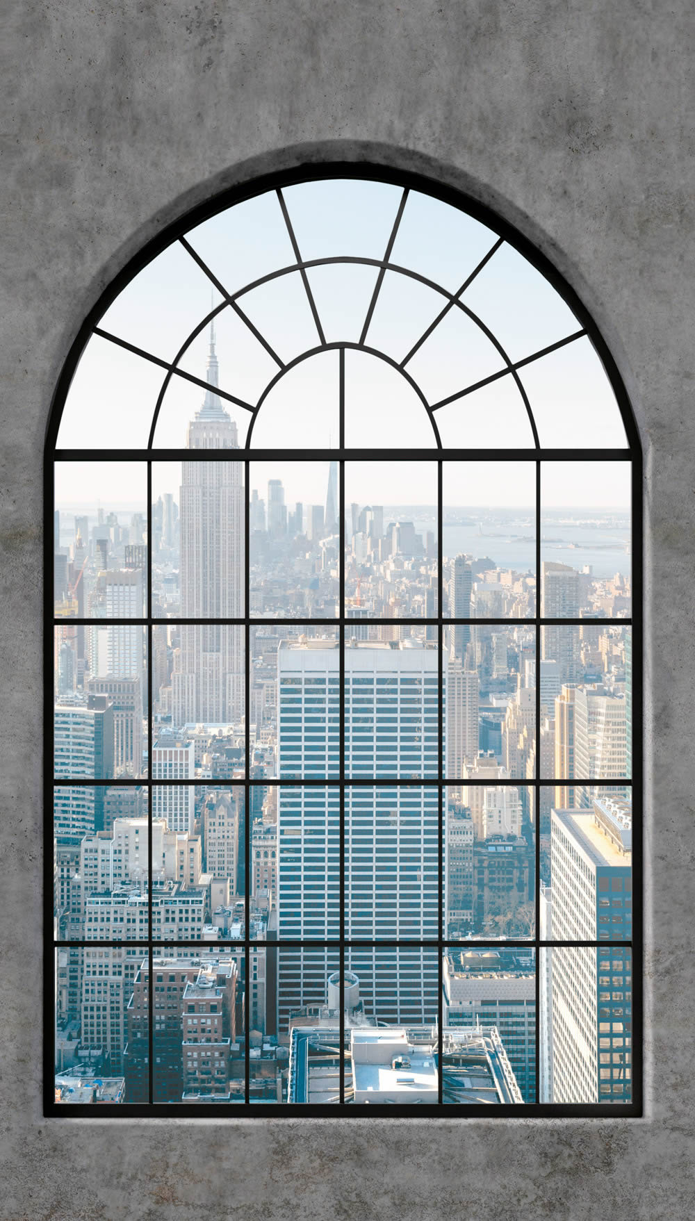 Wandbild 159 x 280 cm Fenster Skyline Stadt 3 Bahnen ML6201