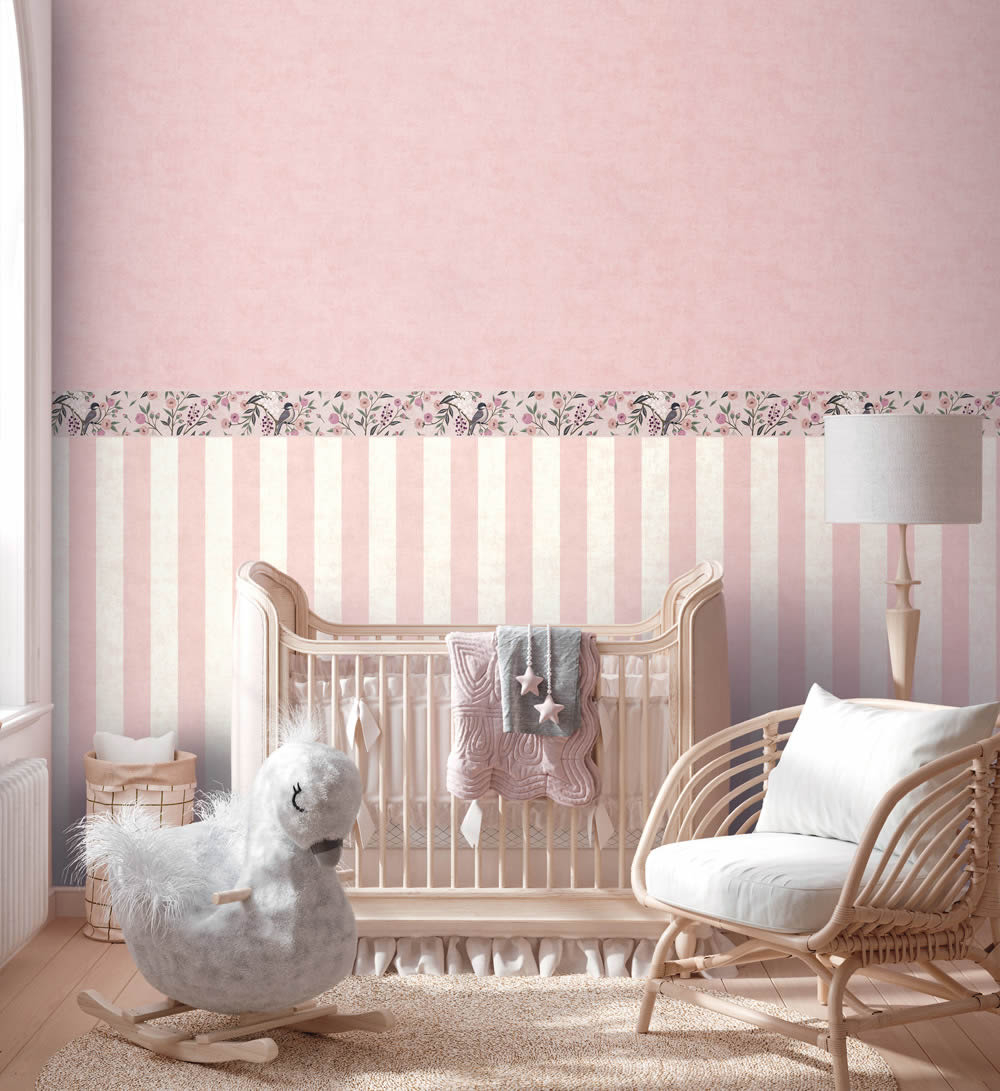 Vliestapete Blockstreifen zweifarbig glatt matt creme rosa 770782-8-770782