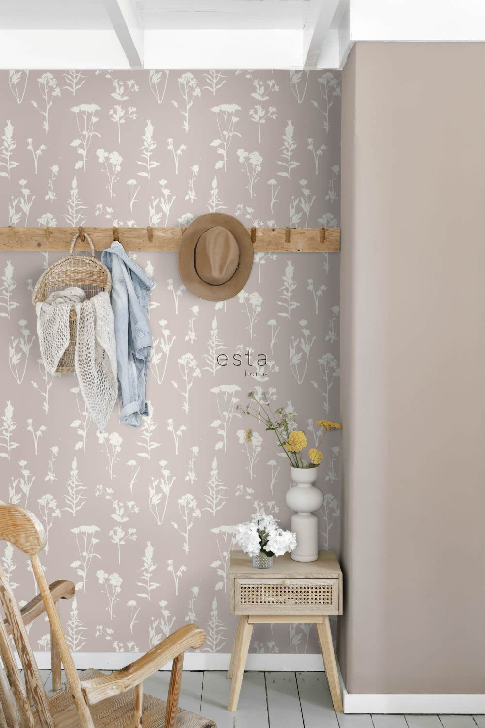 Tapete Feldblumen skandinavisch minimalistisch rosa 139393