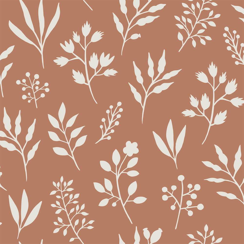 Tapete Scandi Blumen minimalistisch terracotta Vlies 139319
