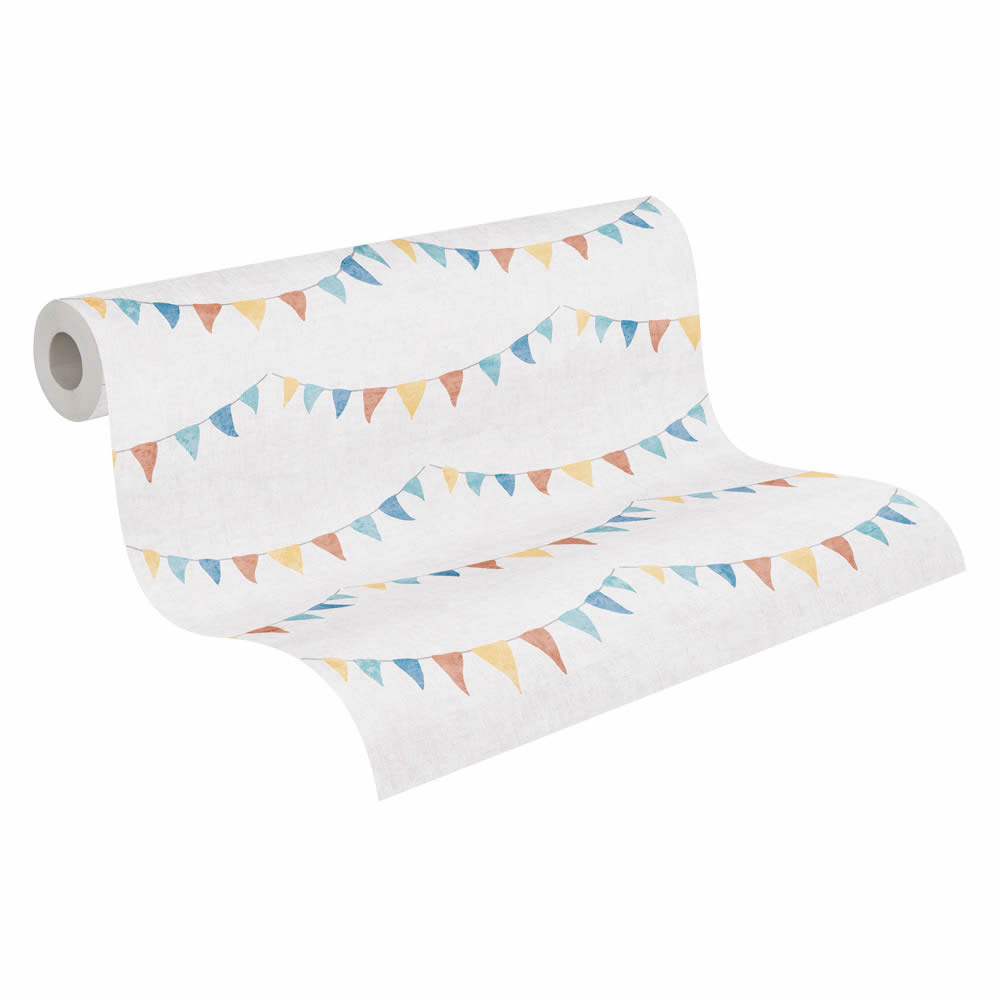 Wimpel Vliestapete kleine Fahnen matt Wimpelkette bunt 771711-8-771711