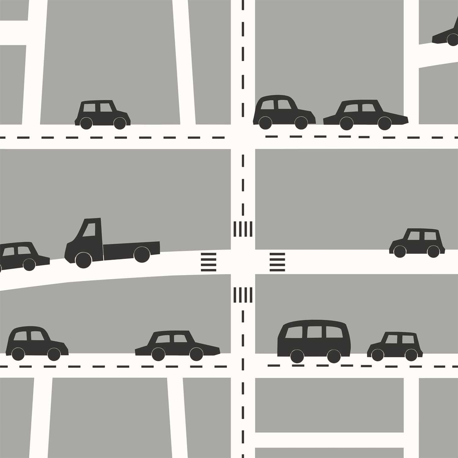 Straßen Tapete Autos Fahrzeuge Vlies grau 139282
