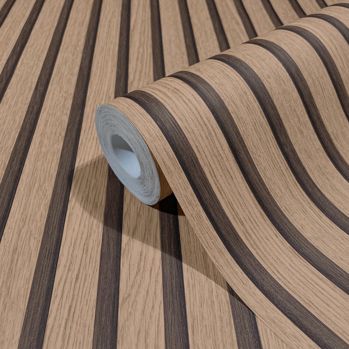 Non-woven wallpaper wood panel wood effect light brown-6-33960