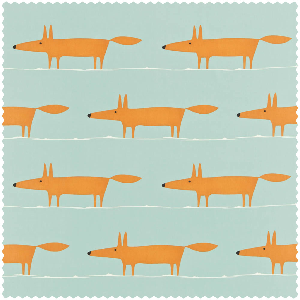 Stoff Mr Fox Baumwollstoff Fuchsmotiv hellblau orange NMEL120072