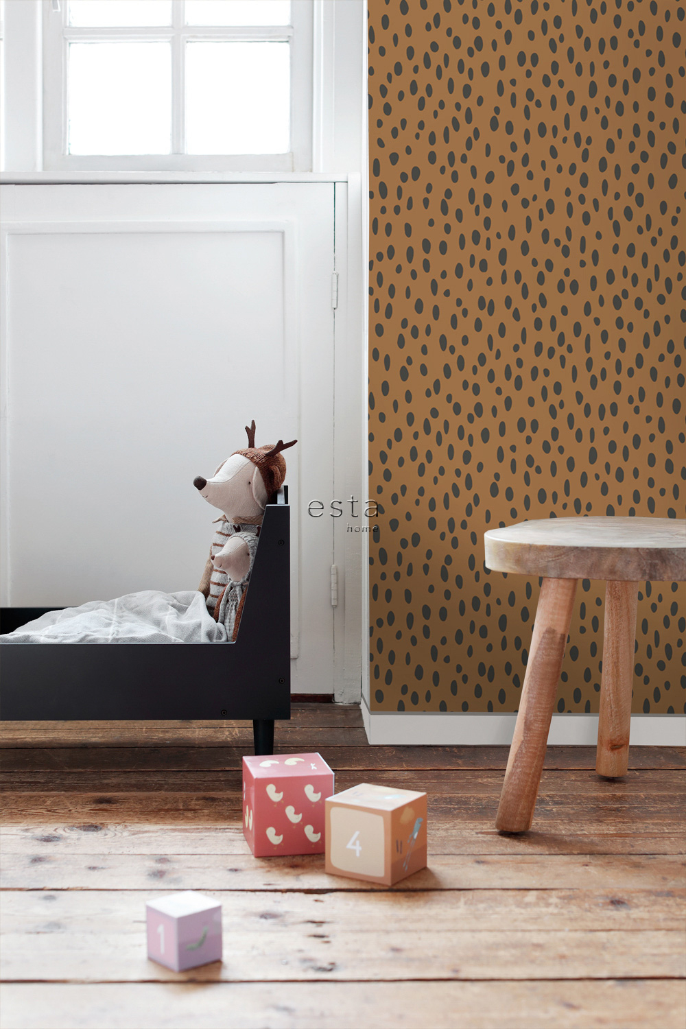 Punktetapete warmorange schwarz Vlies 139257