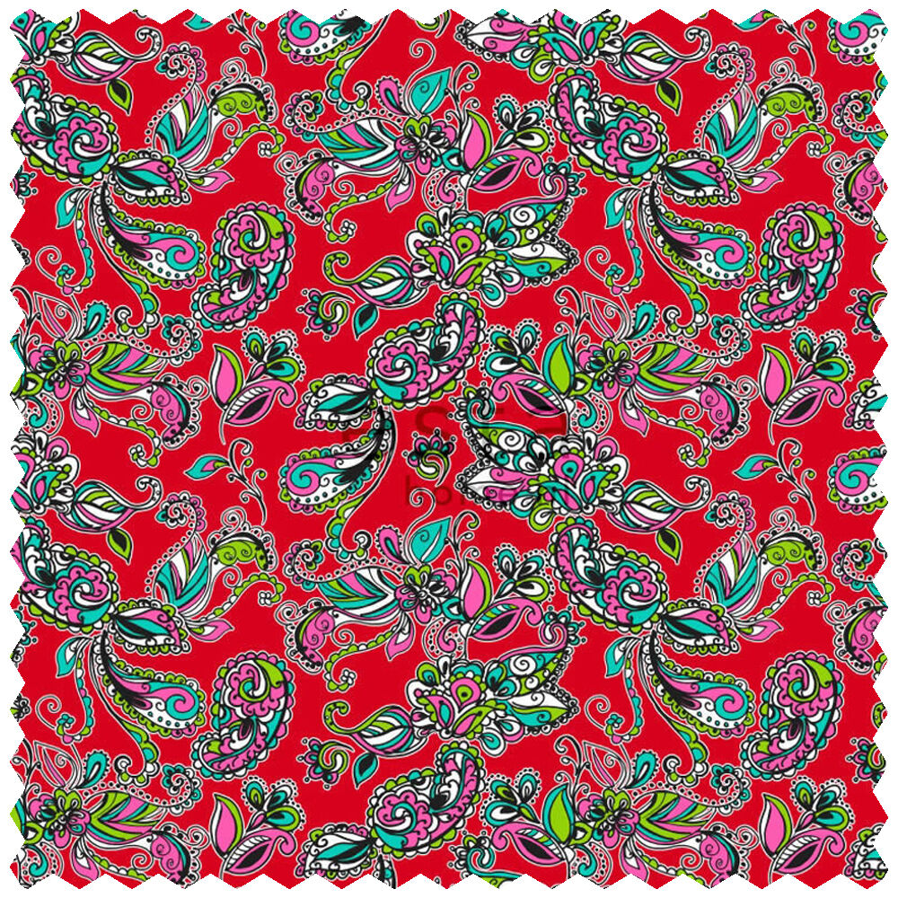 Deco Fabric Funky Flowers Paisleys Red