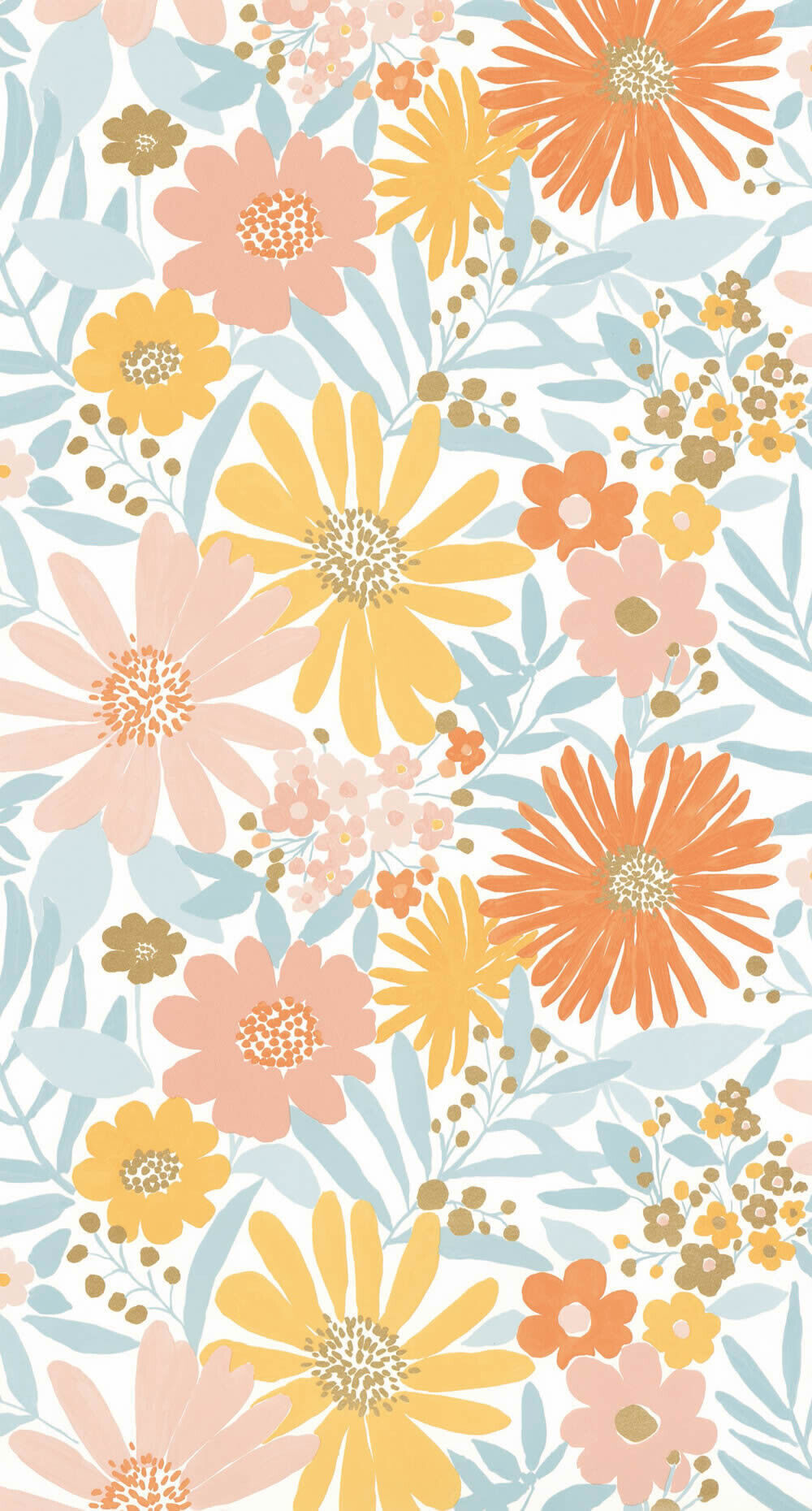 non-woven wallpaper large summer flowers flowers white LGG104430221