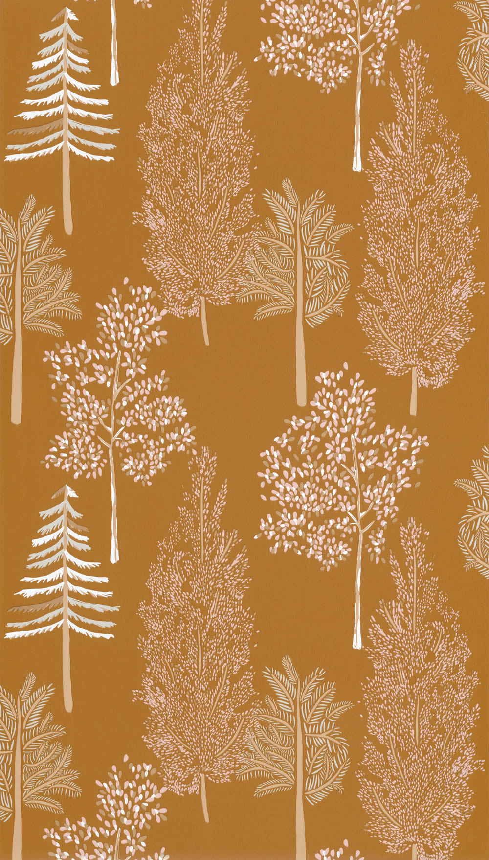 Forest motifs ocher wallpaper Caselio - La Foret Texdecor FRT102952237-36-FRT102952237.1M