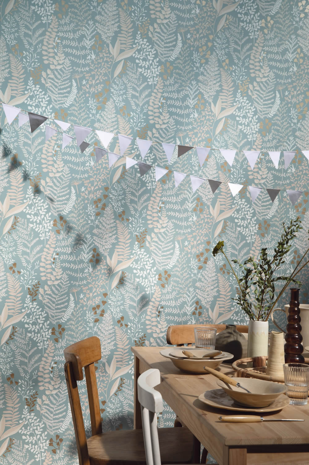 Leaf motifs Great motif wallpapers wallpaper blue Caselio - La Foret Texdecor FRT102926100-36-FRT102926100.1M