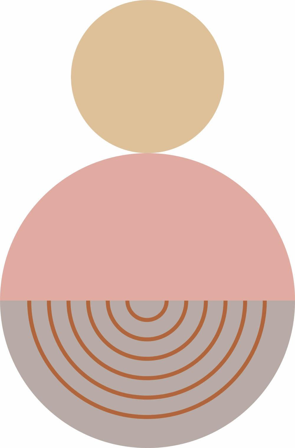 Wandbild 3-teilig moderne Kreise Halbkreise vorgekleistert