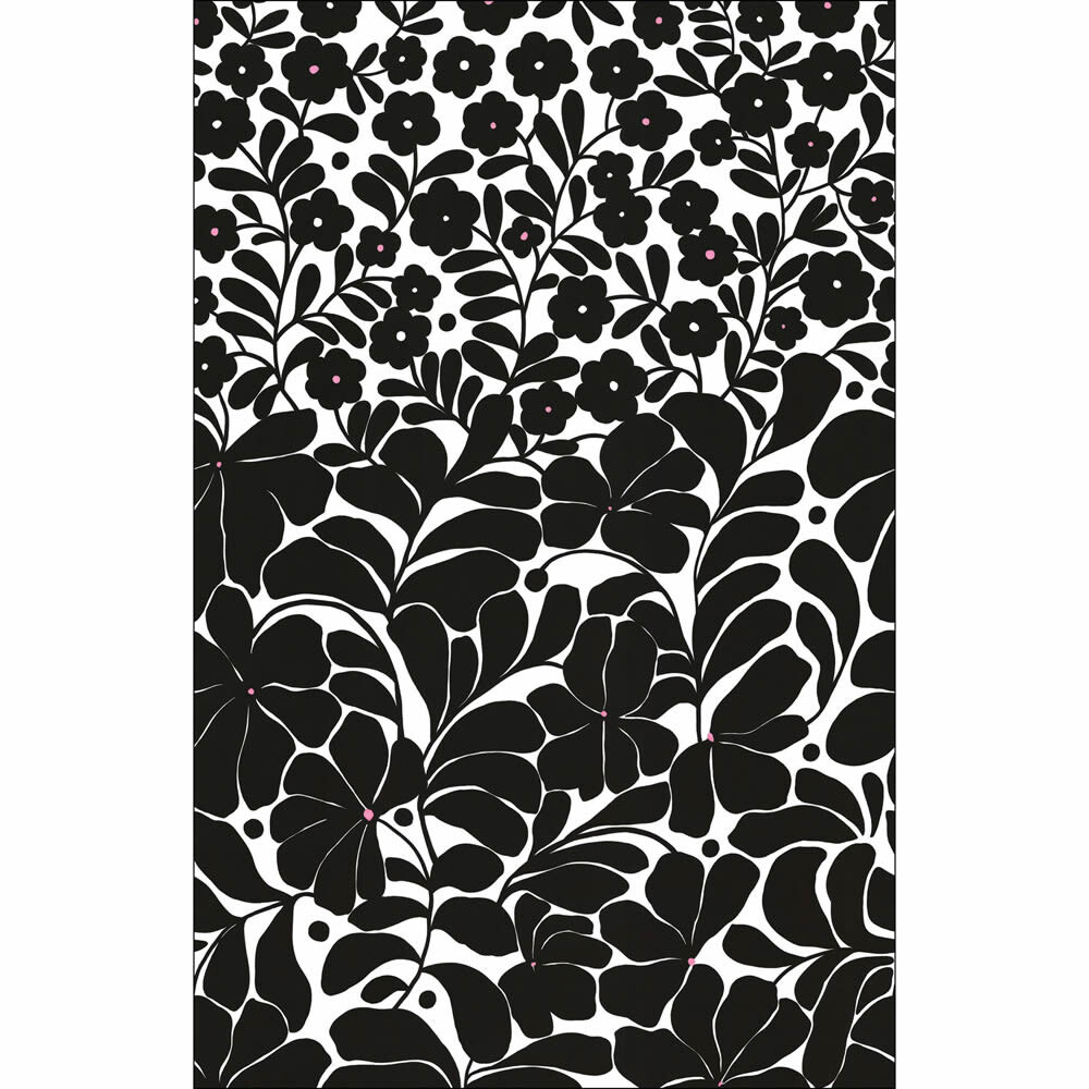 Mural L intertwined leaves floral wallpaper black and white PMW104849004