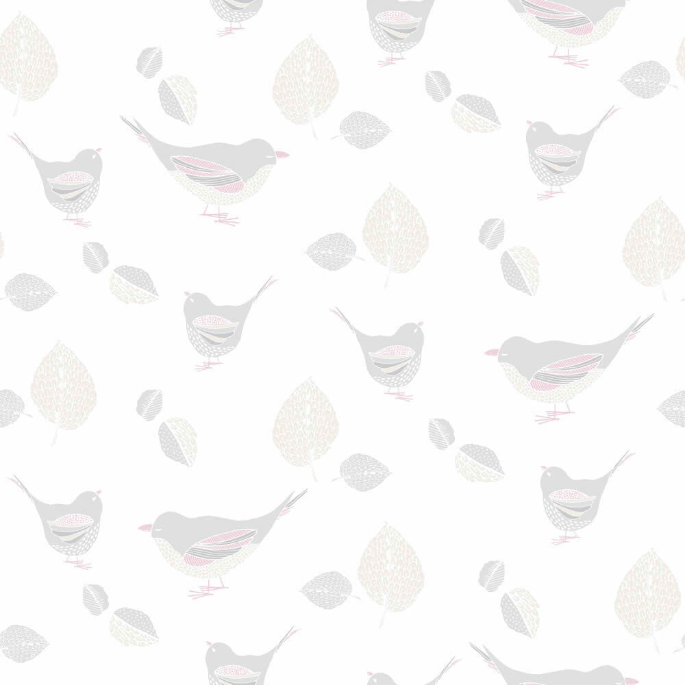 Wallpaper beige pastell birds