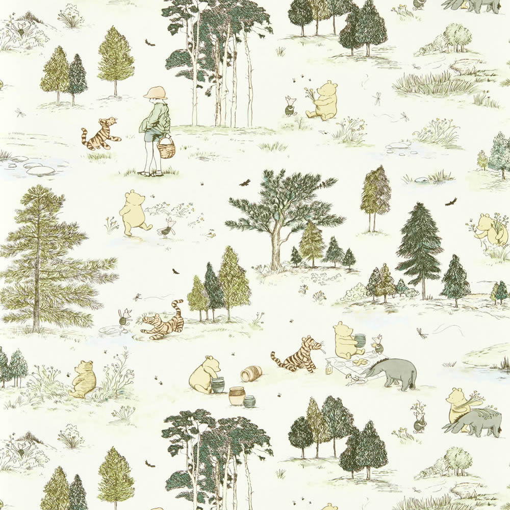 Vliestapete Winnie Puuh Tigger Ferkel Christopher Robin Wald cremeweiß DDIW217280