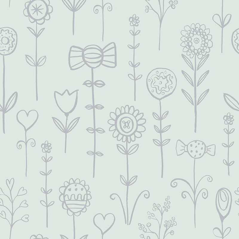 Tapete Mint-Grün Silber Blumenmotive Candy-65-27191