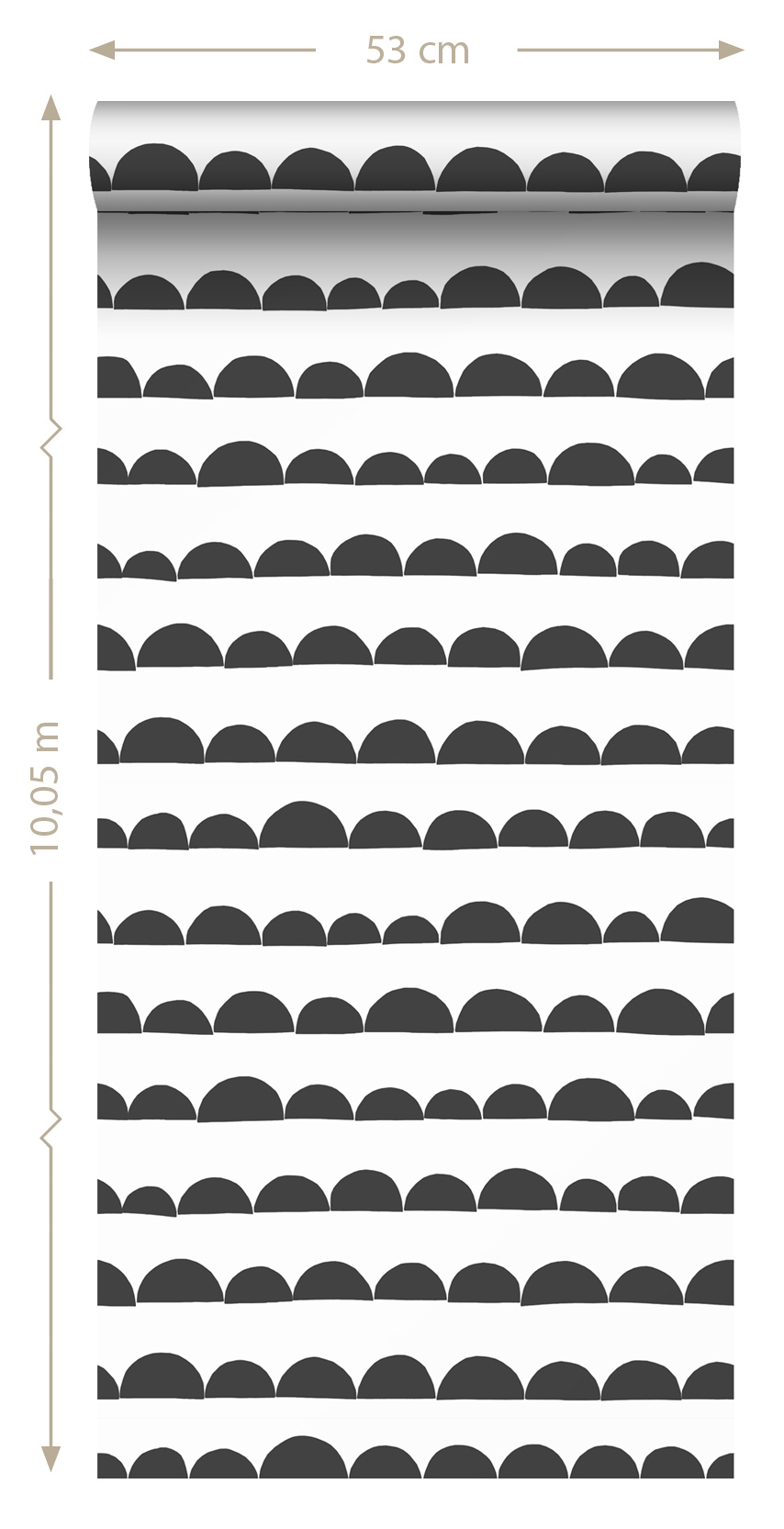 Tapete Halbkreise minimalistisch Vlies schwarz weiß 139268