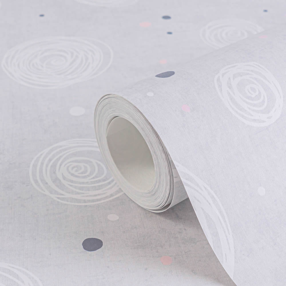 Vliestapete matt abstrakte Kreise Pünktchen grau rosa 771391-8-771391