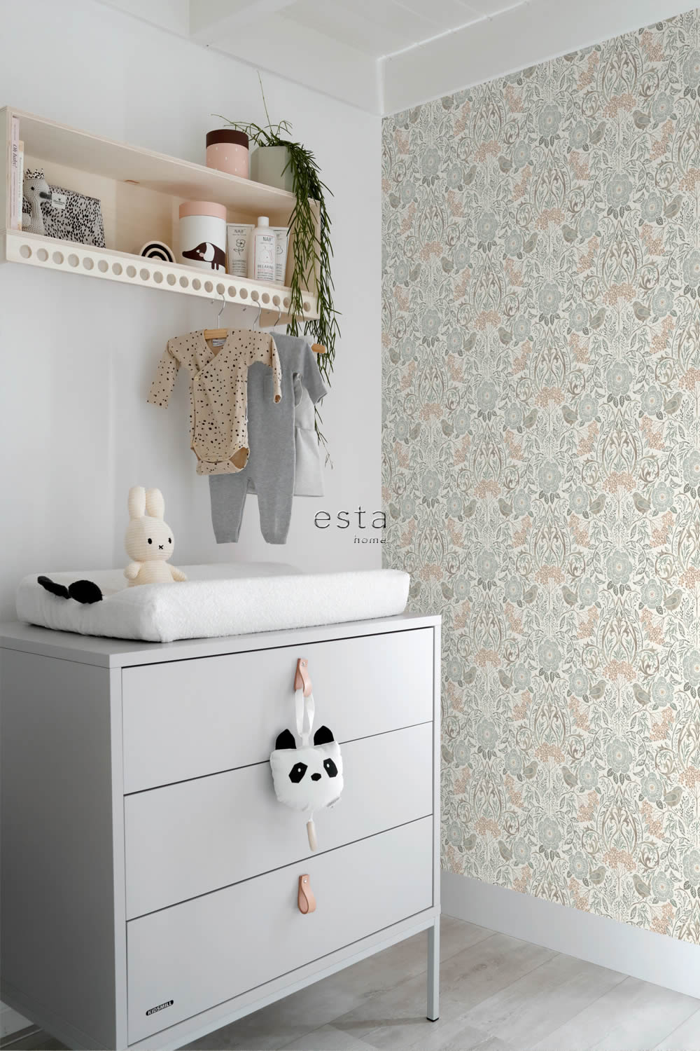 Tapete Blumen Vögel Blätter Vintage beige Vlies 139294