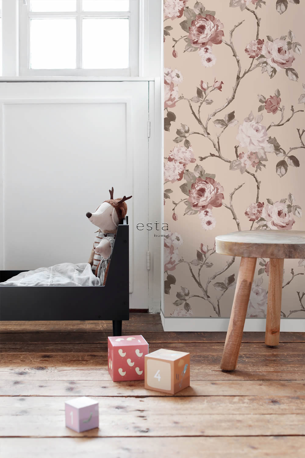 Tapete Blumentapete mit Rosenranken rosa Vlies 139476
