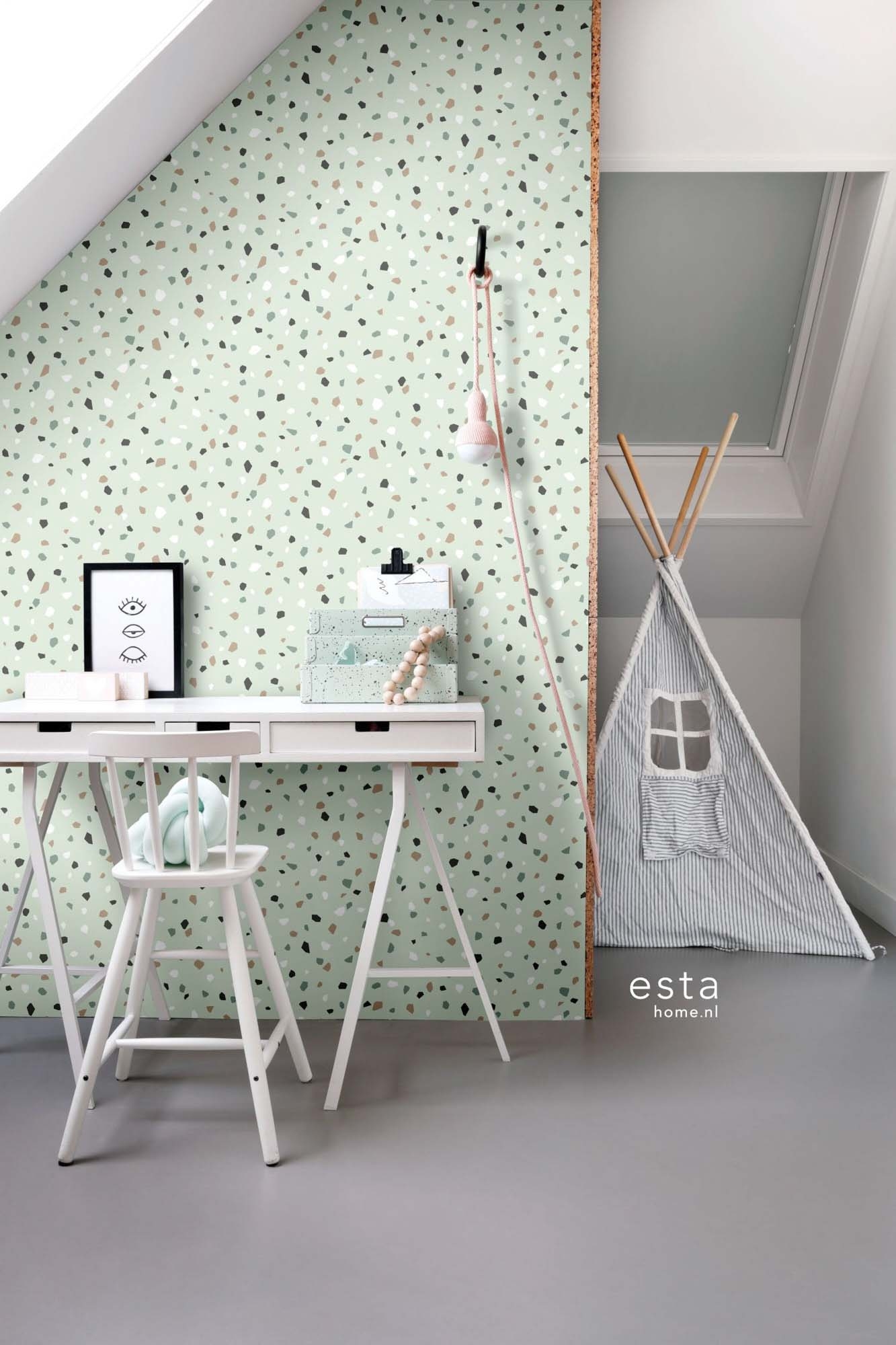 Terrazzo Tapete Skandi mintgrün grau Vlies 139036