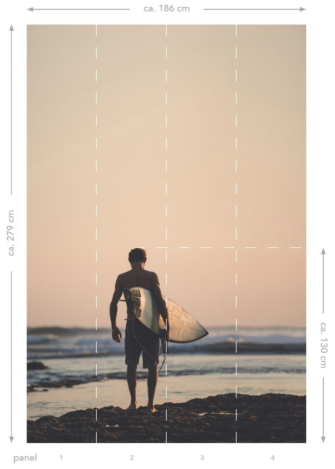Surfer Wandbild Sonnenuntergang 186 x 279 cm 158847