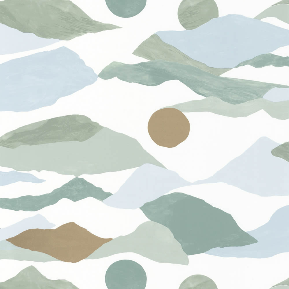 Tapete Vlies Berge Grün Blau Gold Caselio Imagination