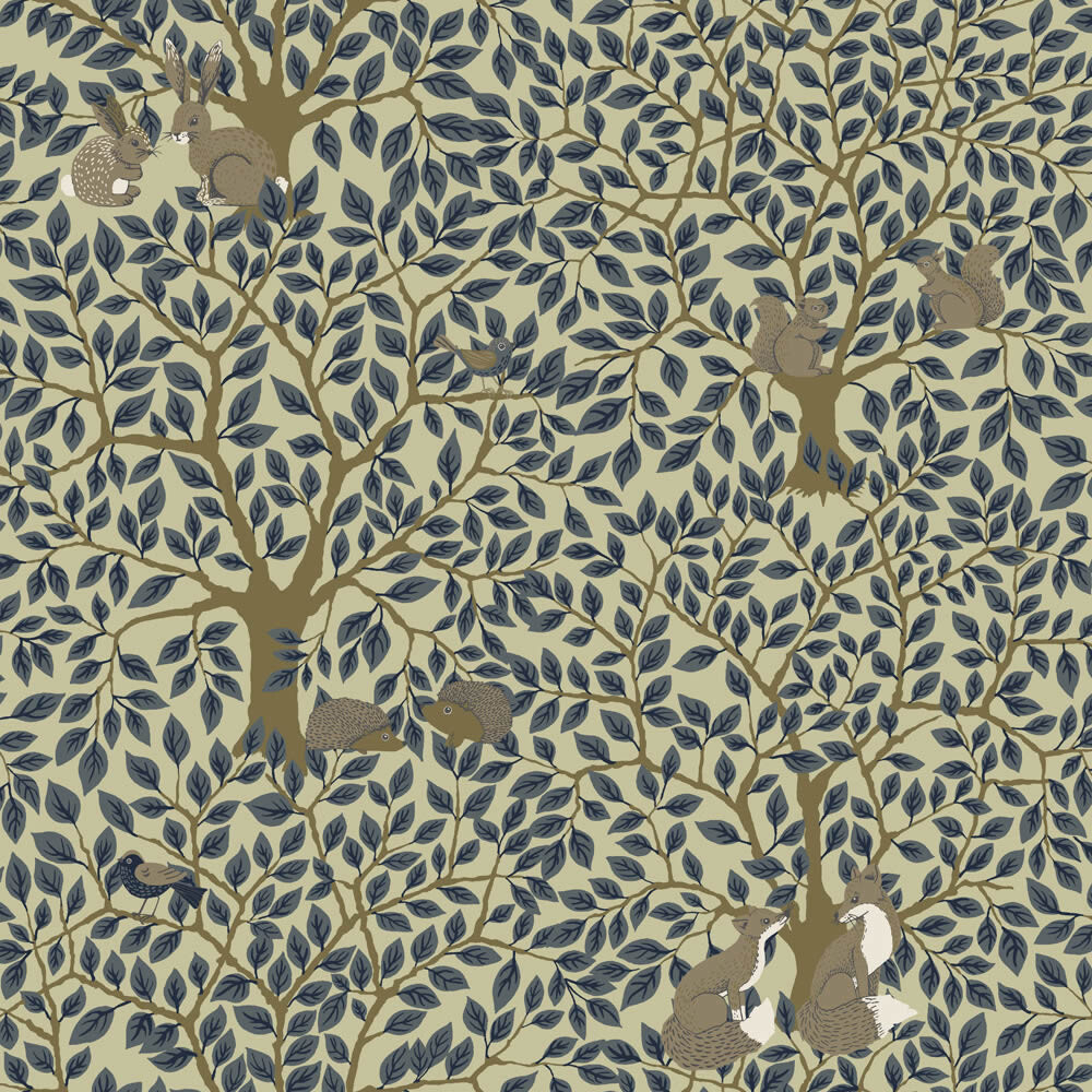 Bunte Blätter Tolle Tiermotivtapeten Vliestapete blassgrün und blau Grönhaga Rasch Textil 044113-23-044113.1M
