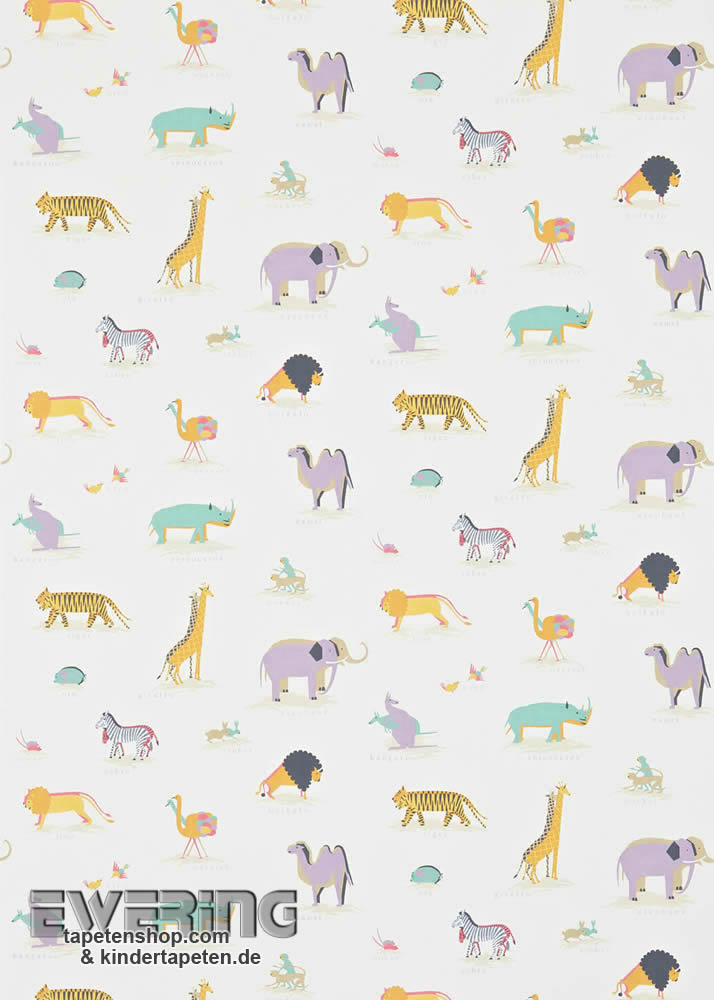 Safari-Tiere Beige Papiertapete