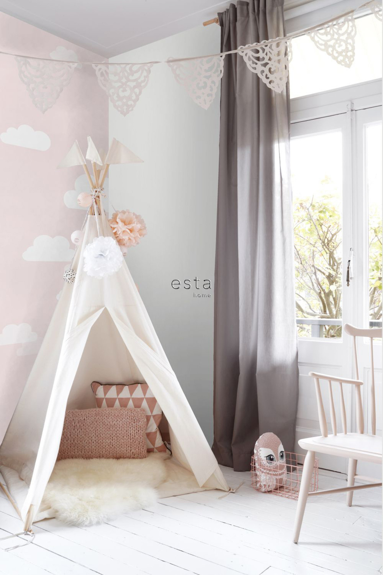 Wandbild Wolken rosa 200 x 279 cm 158843