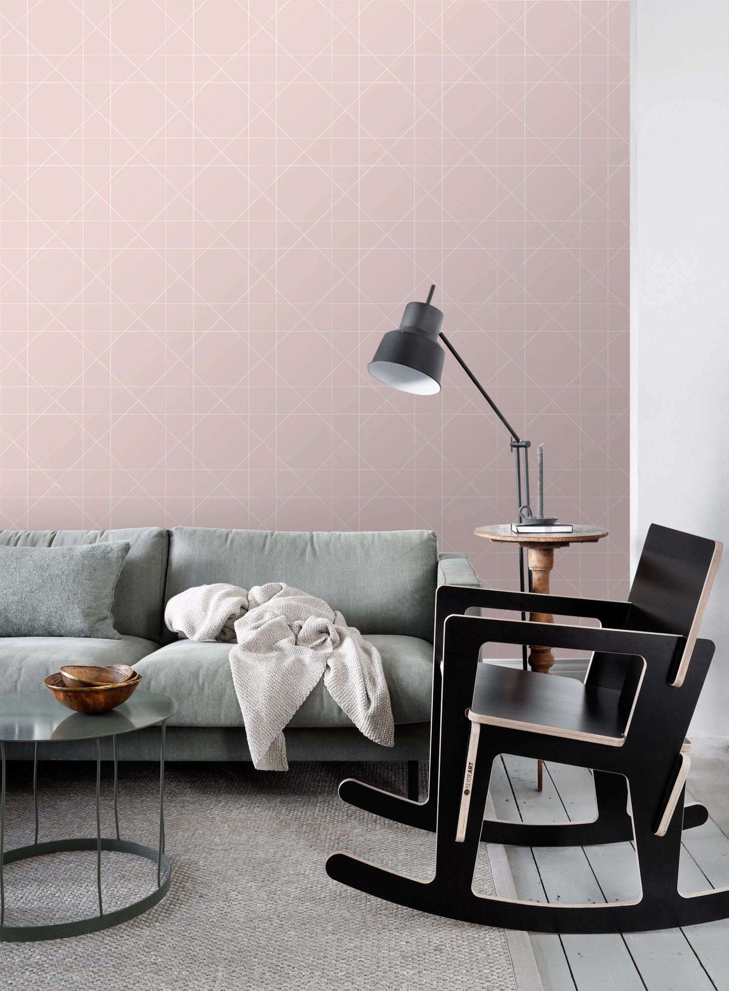 Tapete geometrische Scandi Tapete Linien altrosa Vlies 139091