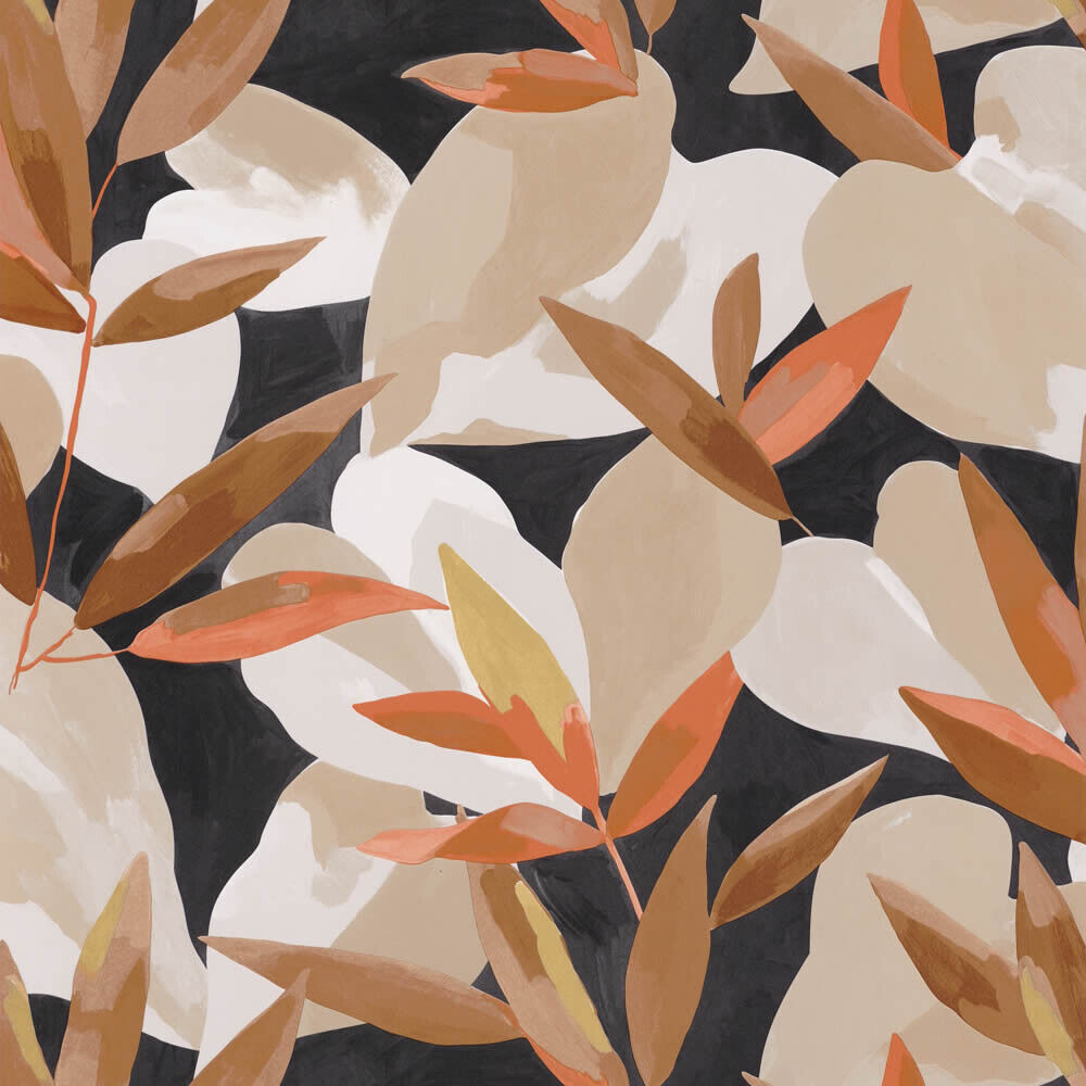 Wallpaper non-woven black red beige Monstera Caselio Imagination