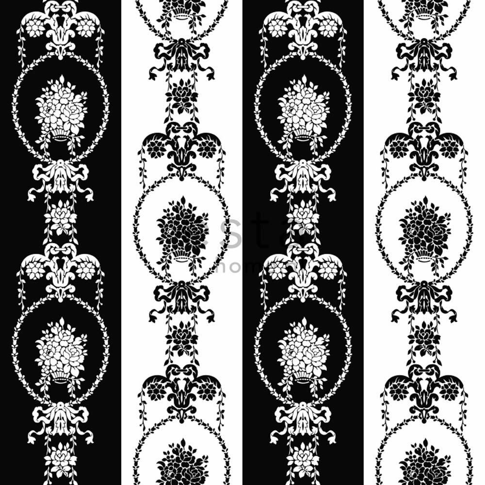 non-woven wallpaper baroque black white