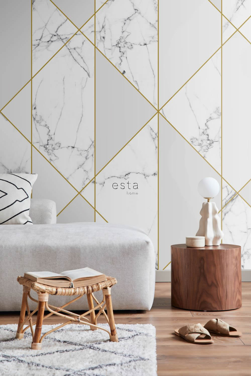 Wandbild Mamoroptik gold glänzend grau 250 x 279 cm 158965