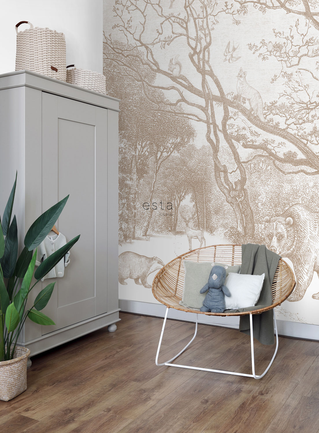 Wandbild Waldtiere beige 350 x 279 cm 159064